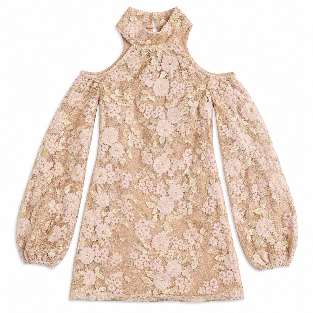 Michael Costello x REVOLVE Floral Lace Cold Shoulder Mini Dress‎ Fairy M Bridal